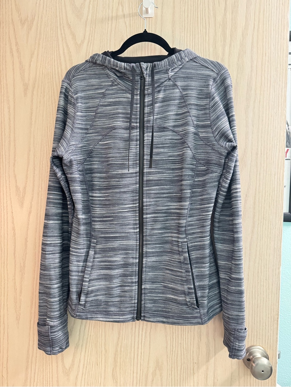 Lululemon Gray Striped Full-Zip Hoodie Jacket - Women